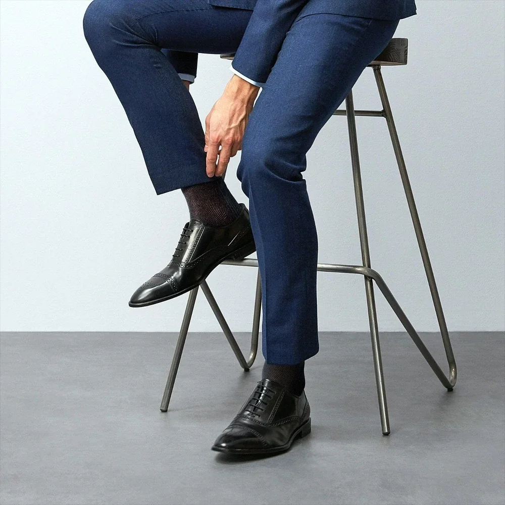 Black Breathable Mens Cotton Dress Socks size M 7-9 Ultra Thin Socks 5 Pack